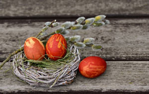 Red Easter Eggs On Nest Wallpaper