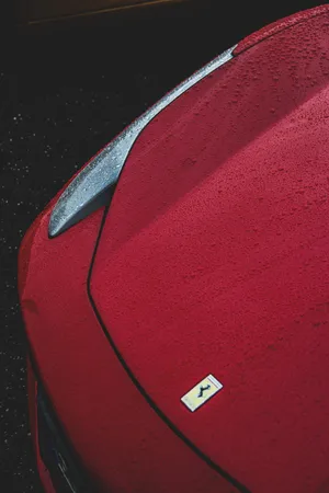 Red Ferrari Hood Wallpaper