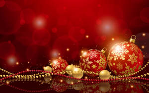 Red Gold Holiday Balls Wallpaper