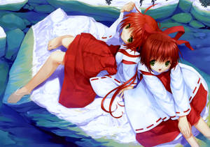 Red Haired Twin Anime Girls Wallpaper