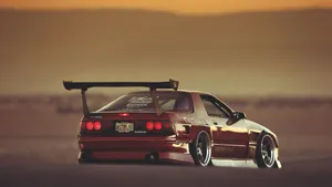 Red Jdm Car Desert Wallpaper