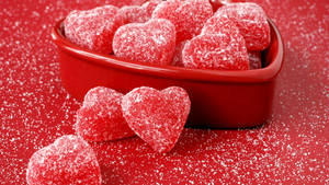 Red Jelly Hearts Sprinkled With Sugar Wallpaper