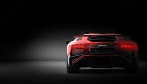 Red Lamborghini Aventador Rear View Wallpaper