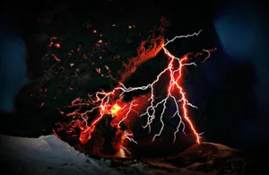 Red Lightning In The Mountain Wallpaper