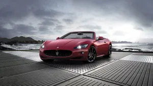 Red Maserati Parked 4k Wallpaper