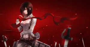 Red Mikasa Ackerman Attack On Titan Wallpaper