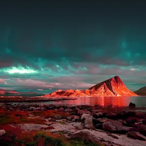 Red Mountain And Sunset Reflection Wallpaper
