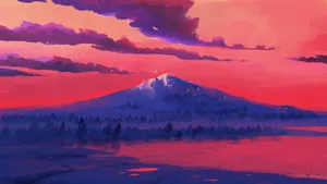 Red Mountain Art Wallpaper