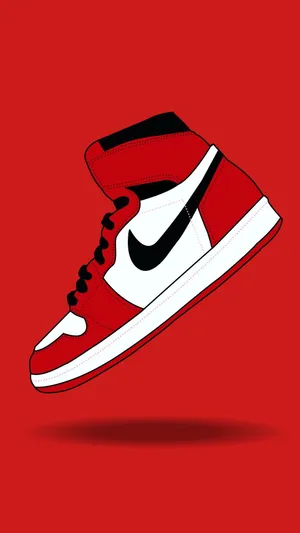 Red Nike Air Jordan Shoes Cartoon Art Wallpaper
