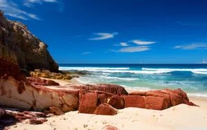 Red Rock By The Beach Wallpaper