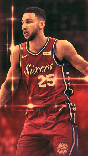 Red Scaled Ben Simmons Portrait Wallpaper