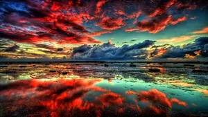 Red Sky Nature Photography Wallpaper