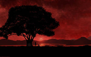 Red Sky Romantic Love Wallpaper