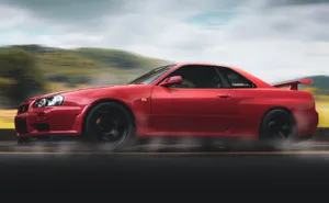 Red Skyline Car Speeding Wallpaper