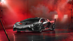 Red Smoke Black Lamborghini Wallpaper