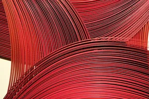 Red Textured Wave Strips Wallpaper
