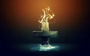 Religious Flaming Cross Wallpaper