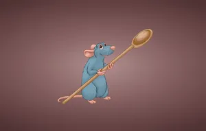 Remy And Wooden Spoon Of Ratatouille Wallpaper