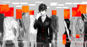 Ren Amamiya In Crowd Wallpaper