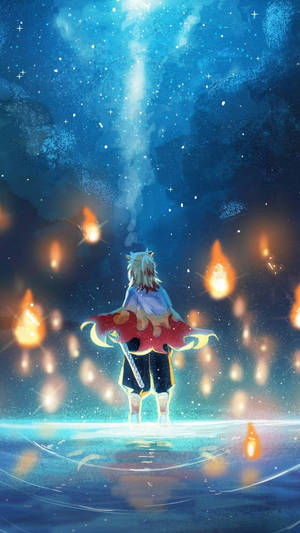 Rengoku In Blue Starry Night Wallpaper