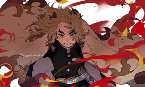 Rengoku With Flames Digital Art Wallpaper