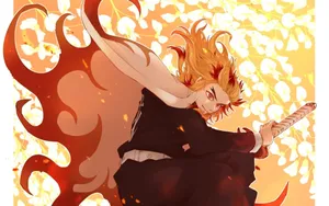 Rengoku With White Flowers Wallpaper