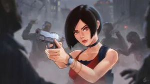 Resident Evil 2 Ada Wong Gun In The Rain Wallpaper
