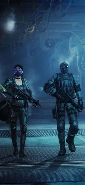 Resident Evil Iphone Soldiers In Dark Room Wallpaper