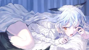 Restful Neko Anime Art Wallpaper