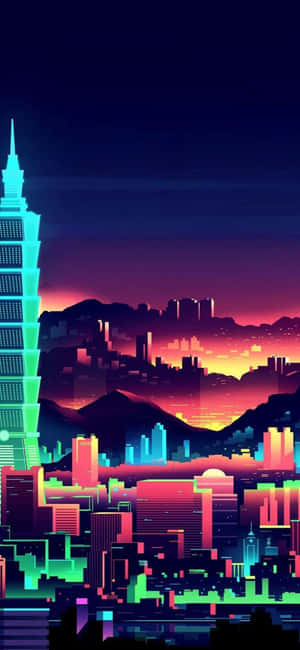 Retro 80s Aesthetic City Wallpaper