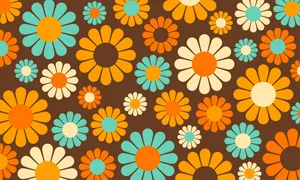 Retro Floral Pattern70s Style Wallpaper