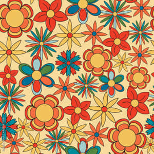 Retro Floral Pattern70s Style Wallpaper