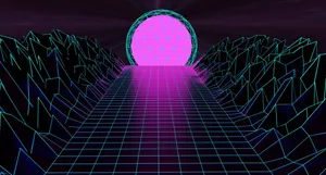 Retro Futurism Pink Sun Path Wallpaper