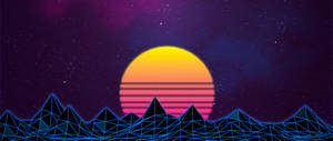 Retro Moon With Lines Wallpaper
