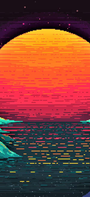 Retro Pixel Sunrise Art Wallpaper