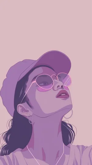 Retro Purple Aesthetic Woman Illustration Wallpaper