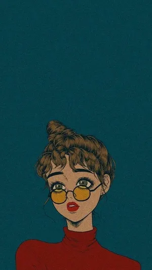 Retro Styled Girlwith Glasses Wallpaper