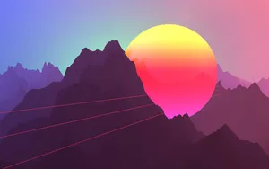 Retro Wave Macbook Sunset Wallpaper