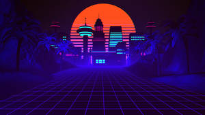 Retrowave Cityscape Buildings 4k Wallpaper