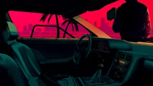 Retrowave Driver Car Seat Wallpaper