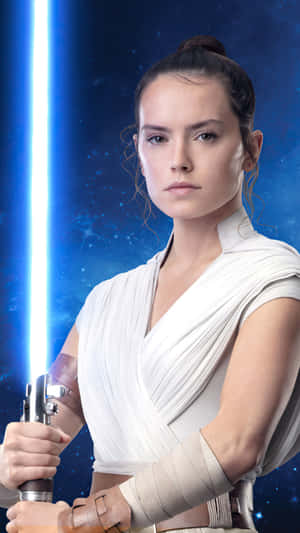 Rey In A Battle To Save The Galaxy In Star Wars Episode Ix. Wallpaper