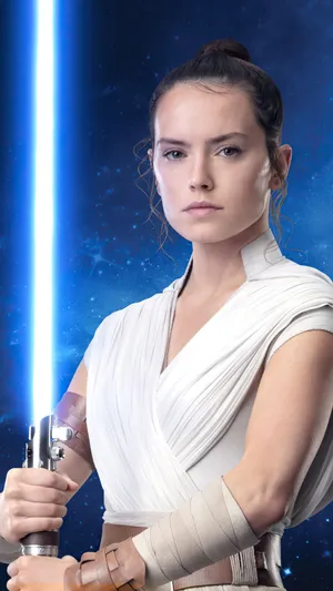 Rey In A Battle To Save The Galaxy In Star Wars Episode Ix. Wallpaper