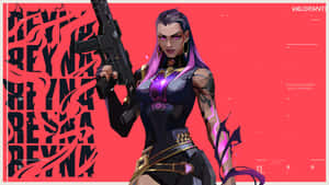 Reyna Against Red Valorant Desktop Wallpaper