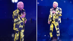 Ric Flair Black And Yellow Printed Suit Wallpaper