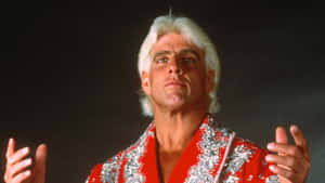 Ric Flair Wearing Red And Silver Robe Wallpaper