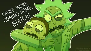Rick And Morty In Green Slime Wallpaper