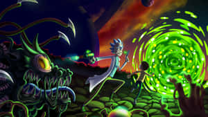 Rick And Morty Portal Dark Alien Wallpaper