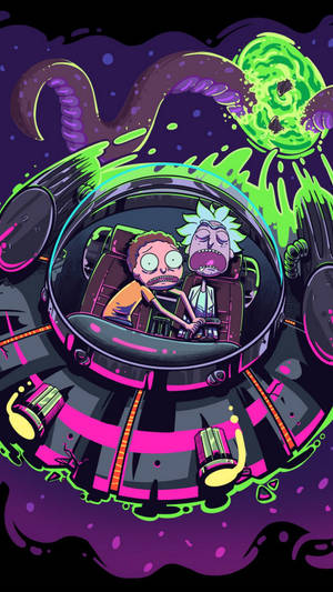 Rick And Morty Riding Spaceship Wallpaper