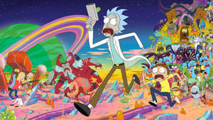 Rick And Morty Running Away From Monster Wallpaper