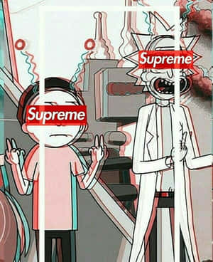 Rick And Morty Supreme Blur Effect Wallpaper